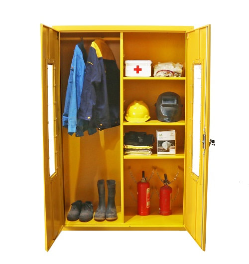 PPE Storage Cabinet with PPE  items
