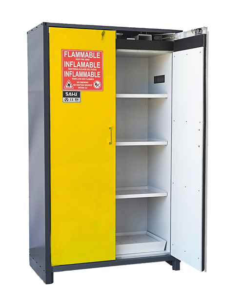 90 Minute fire rated 45 gallon cabinet inside view