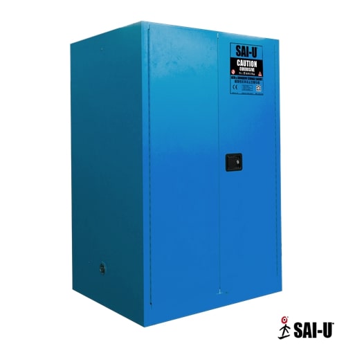 90 Gallon, 2 Shelf, 2 Manual Close Door, Corrosives/Acid Steel Safety Cabinet, Blue, SC0090B