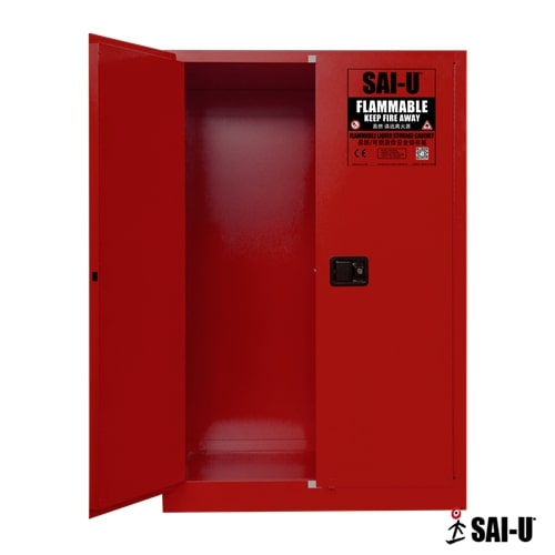 45 Gal Combustive Storage Cabinet - 2 Shelves, 2 Doors Manual Close, Red