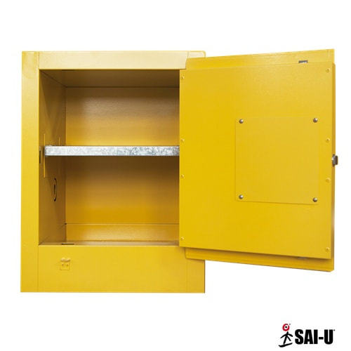 4 Gallon Flammable Safety Cabinet -  Shelves, 1 Doors Manual Close, Yellow