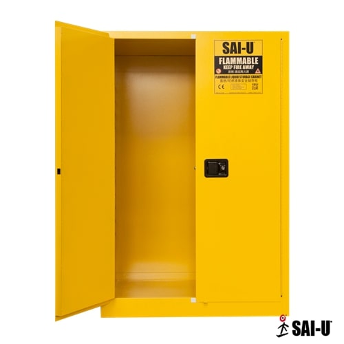 45 Gallon, 2 Shelves, 2 Doors, Manual Close, Flammable Cabinet, Yellow - SC0045Y